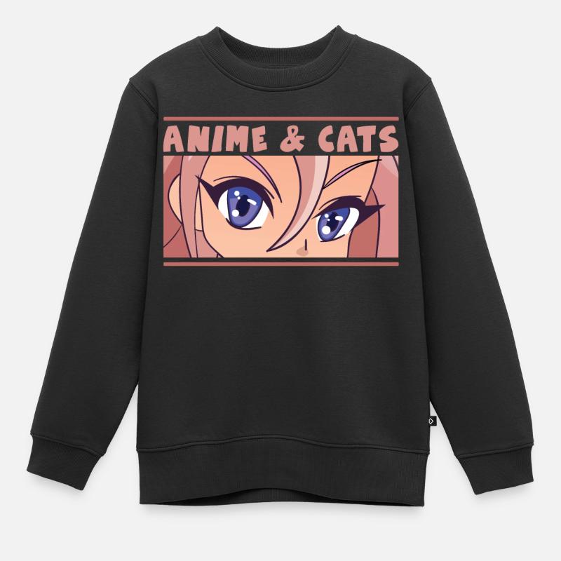 Anime et chats - Sweat Premium enfant bio - noir