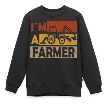 Je suis agriculteur, agriculteur - Sweat Premium enfant bio - noir - Devant - AI Model Kid Female (0cm)