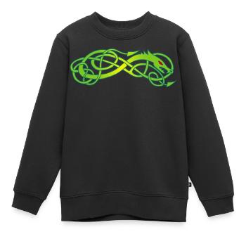 Serpent celte vert - Sweat Premium enfant bio - noir - Devant - AI Model Kid Female (0cm)