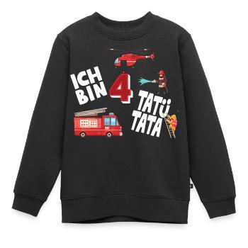 Feuerwehr Tatü Tata Ich bin 4 2 weiß - Kinder Premium Organic Sweatshirt - Schwarz - Vorne - AI Model Kid Female (0cm)