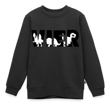 VIER Jahre Dinosaurier Kinder Geburtstag - Kinder Premium Organic Sweatshirt - Schwarz - Vorne - AI Model Kid Female (0cm)