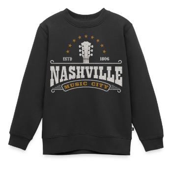 Nashville Music City Tennessee Guitare ÉTATS-UNIS Amérique - Sweat Premium enfant bio - noir - Devant - AI Model Kid Female (0cm)