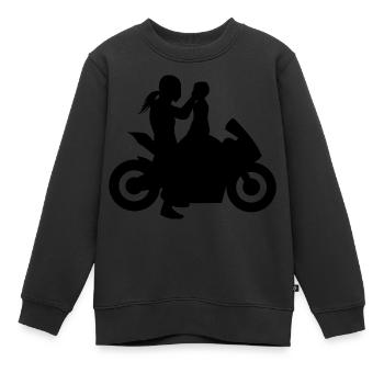 Mutter Sohn Motorradfahrerin Rennmotorrad Bikerin - Kinder Premium Organic Sweatshirt - Schwarz - Vorne - AI Model Kid Female (0cm)