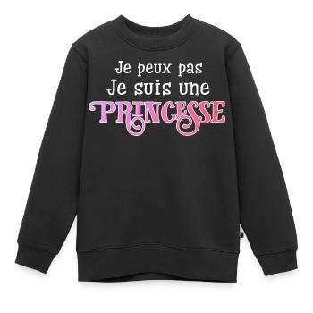 Je peux pas je suis une Princesse. Citation drôle - Sweat Premium enfant bio - noir - Devant - AI Model Kid Female (0cm)