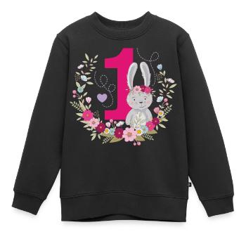 1. Anniversaire fille premier cadeau d’anniversaire - Sweat Premium enfant bio - noir - Devant - AI Model Kid Female (0cm)