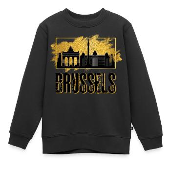 Brussels Brüssel Belgien Stadt Skyline Gold - Kinder Premium Organic Sweatshirt - Schwarz - Vorne - AI Model Kid Female (0cm)