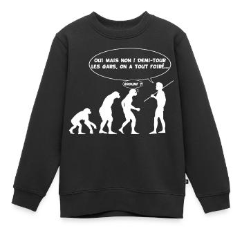 évolution inversée - Sweat Premium enfant bio - noir - Devant - AI Model Kid Female (0cm)