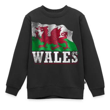Wales Flag - Kids Premium Organic Sweatshirt - black - Front - AI Model Kid Female (0cm)