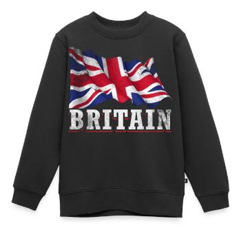 Royaume-Uni Royaume Uni Drapeau britannique - Sweat Premium enfant bio - noir - Devant - AI Model Kid Female (0cm)