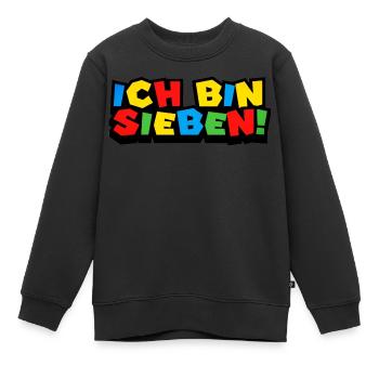 7. GEBURTSTAG - ICH BIN SIEBEN - KINDERGEBURTSTAG - Kinder Premium Organic Sweatshirt - Schwarz - Vorne - AI Model Kid Female (0cm)