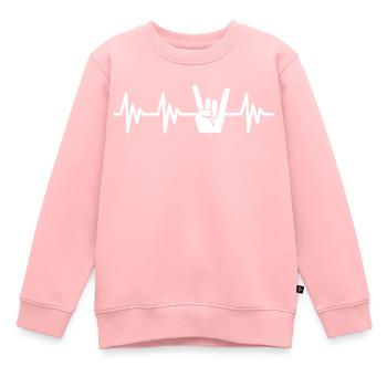 Devil Horns Metal Fork Heartbeat Herzschlag Rock - Kids Premium Organic Sweatshirt - rose - Front - AI Model Kid Female (0cm)