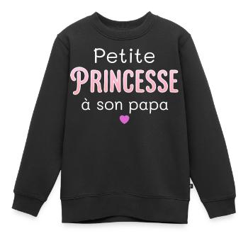 Petite Princesse à son papa. Mignon. Bébé. Fille - Sweat Premium enfant bio - noir - Devant - AI Model Kid Female (0cm)