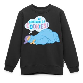5 Rue Sésame Macaron Grignote Rêve de cookies - Sweat Premium enfant bio - noir - Devant - AI Model Kid Female (0cm)