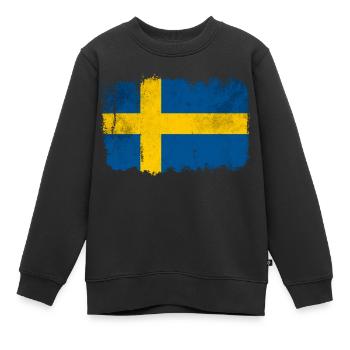 Schwedische Flagge - Kinder Premium Organic Sweatshirt - Schwarz - Vorne - AI Model Kid Female (0cm)