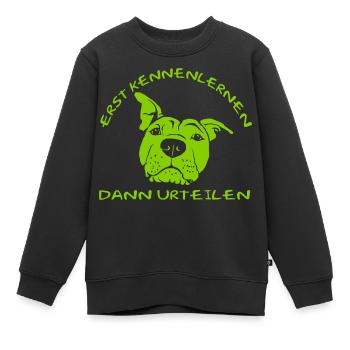 Erst Kennenlernen - Dann Urteilen - Kinder Premium Organic Sweatshirt - Schwarz - Vorne - AI Model Kid Female (0cm)