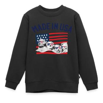 Made in USA États-Unis États-Unis drapeau américain - Sweat Premium enfant bio - noir - Devant - AI Model Kid Female (0cm)