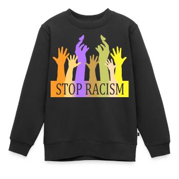 Stop au racisme - Sweat Premium enfant bio - noir - Devant - AI Model Kid Female (0cm)