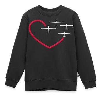 Herz mit Segelflugzeugen gleiten Pilot Geschenk - Kinder Premium Organic Sweatshirt - Schwarz - Vorne - AI Model Kid Female (0cm)
