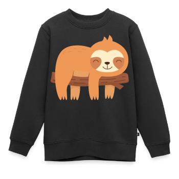 Paresseux fatigué - Sweat Premium enfant bio - noir - Devant - AI Model Kid Female (0cm)