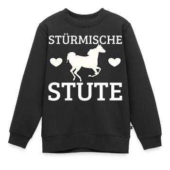 Pferd, Pferde, Stute, stürmisch, Stürmische Stute - Kinder Premium Organic Sweatshirt - Schwarz - Vorne - AI Model Kid Female (0cm)