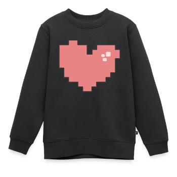 Cœur Pixel - Sweat Premium enfant bio - noir - Devant - AI Model Kid Female (0cm)