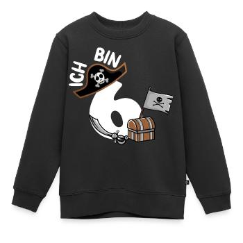ICH BIN 6 PIRAT PIRATEN KINDERGEBURTSTAG - Kinder Premium Organic Sweatshirt - Schwarz - Vorne - AI Model Kid Female (0cm)