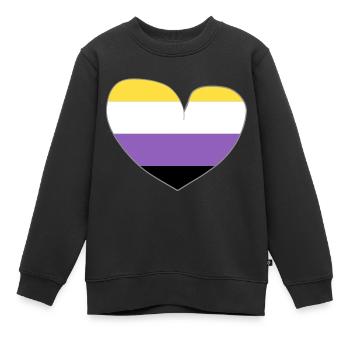 Coeur non-binaire - Sweat Premium enfant bio - noir - Devant - AI Model Kid Female (0cm)