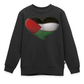 Palästina Herz - Kinder Premium Organic Sweatshirt - Schwarz - Vorne - AI Model Kid Female (0cm)