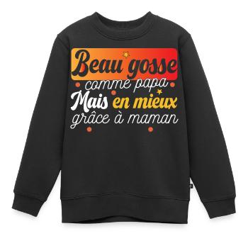 Beau gosse bébé enfant nourrisson body - Sweat Premium enfant bio - noir - Devant - AI Model Kid Female (0cm)