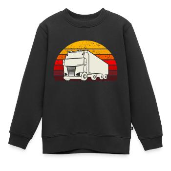 Retro LKW Lkw-Fahrer - Kinder Premium Organic Sweatshirt - Schwarz - Vorne - AI Model Kid Female (0cm)