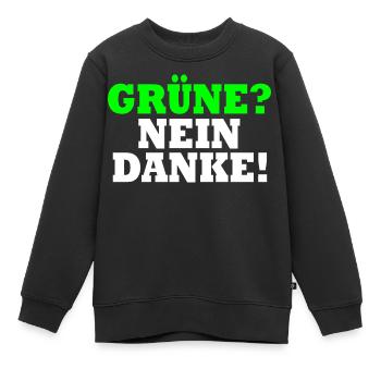 Grüne Nein Danke - Kinder Premium Organic Sweatshirt - Schwarz - Vorne - AI Model Kid Female (0cm)