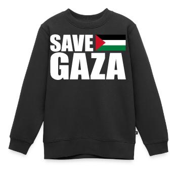Save gaza - Sweat Premium enfant bio - noir - Devant - AI Model Kid Female (0cm)
