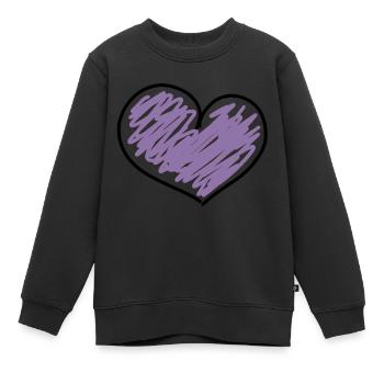lila Herz - Kinder Premium Organic Sweatshirt - Schwarz - Vorne - AI Model Kid Female (0cm)