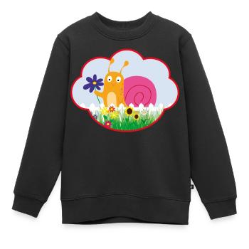 Kleine süße Schnecke mit Blume - Kinder Premium Organic Sweatshirt - Schwarz - Vorne - AI Model Kid Female (0cm)