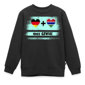 Allemagne et Gambie 100 % Genial / Cadeau - Sweat Premium enfant bio - noir - Devant - AI Model Kid Female (0cm)