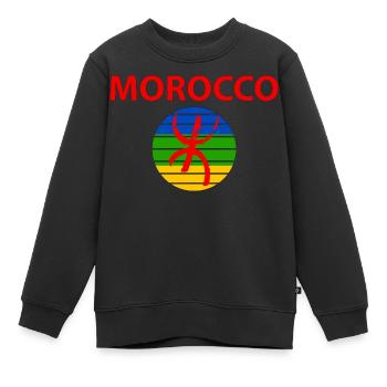 Maroc Amazigh - Sweat Premium enfant bio - noir - Devant - AI Model Kid Female (0cm)