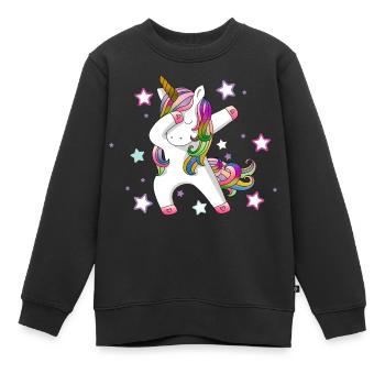 Dabbing Einhorn - Kinder Premium Organic Sweatshirt - Schwarz - Vorne - AI Model Kid Female (0cm)