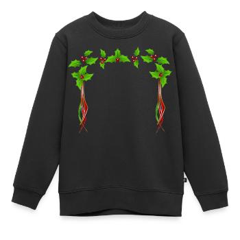Christmas Holly Rahmen - Kinder Premium Organic Sweatshirt - Schwarz - Vorne - AI Model Kid Female (0cm)
