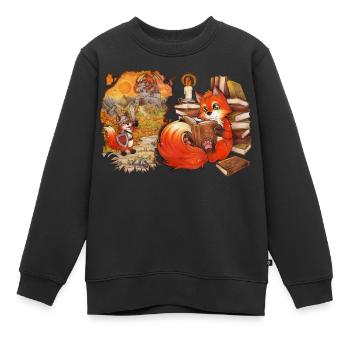 Niedlicher lesender Fuchs Geschenkidee Adventure - Kinder Premium Organic Sweatshirt - Schwarz - Vorne - AI Model Kid Female (0cm)
