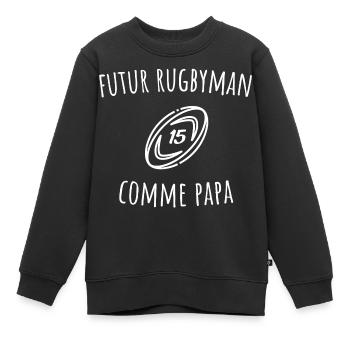 futur rugbyman comme papa cadeau garçon rugby - Sweat Premium enfant bio - noir - Devant - AI Model Kid Female (0cm)