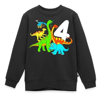 Dino Geburtstag 4 Jahre Jungen Dinosaurier - Kinder Premium Organic Sweatshirt - Schwarz - Vorne - AI Model Kid Female (0cm)