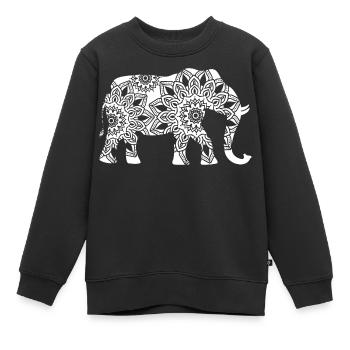 Elephant Mandala Elephant Médiation Yoga Ésotérisme - Sweat Premium enfant bio - noir - Devant - AI Model Kid Female (0cm)