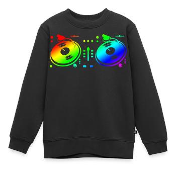 Disc Jockey de platine - Sweat Premium enfant bio - noir - Devant - AI Model Kid Female (0cm)