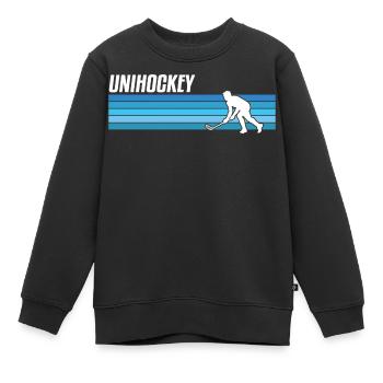 Unihockey Spieler Floorball Unihockey Spiel - Kinder Premium Organic Sweatshirt - Schwarz - Vorne - AI Model Kid Female (0cm)