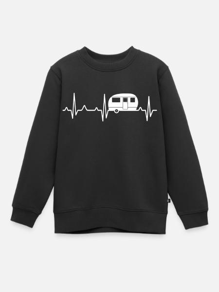 Wohnwagen herzschlag camping - Kinder Premium Organic Sweatshirt - Schwarz
