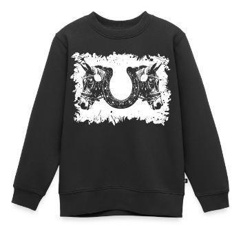 Pferdesport - Hufeisen - Kinder Premium Organic Sweatshirt - Schwarz - Vorne - AI Model Kid Female (0cm)