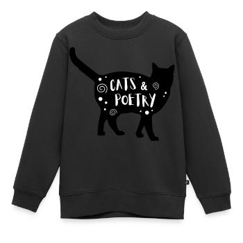 Chats & Poésie - Sweat Premium enfant bio - noir - Devant - AI Model Kid Female (0cm)