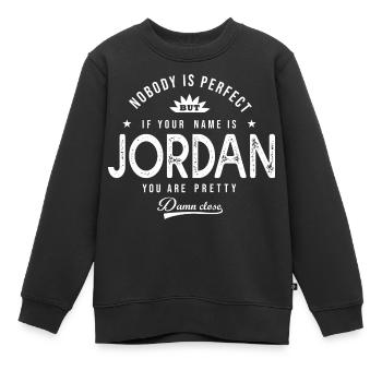 Jordan cadeau shirt personnalisé prénom jordan - Sweat Premium enfant bio - noir - Devant - AI Model Kid Female (0cm)