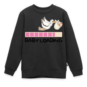 Chargement de bébé Cigogne Grossesse Ventre de bébé - Sweat Premium enfant bio - noir - Devant - AI Model Kid Female (0cm)