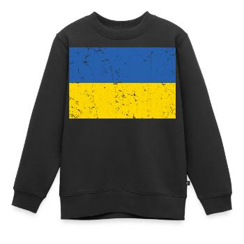 Ukraine Flagge Distressed - Kinder Premium Organic Sweatshirt - Schwarz - Vorne - AI Model Kid Female (0cm)